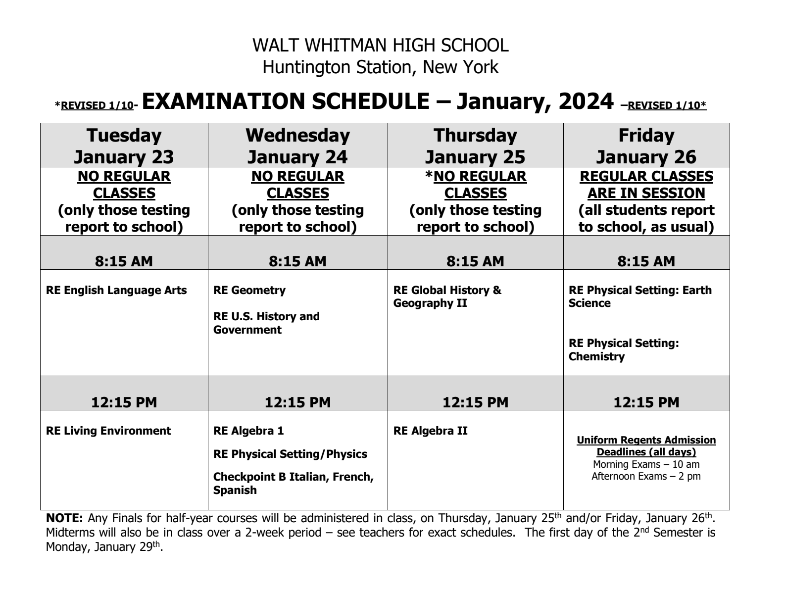 New York State Regents Schedule January 2025 Reba Valera